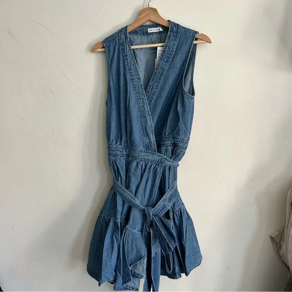 Avec Les Filles Denim Tie Waist Wrap Mini Dress NEW Dresses Avec Les Filles Denim Tie Waist Wrap Mini Dress NEW Dresses